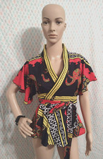 African Print Wrap Jacket With Peplum - Handmade Size 6