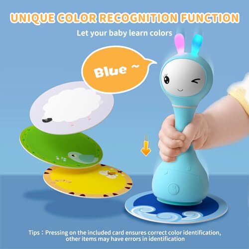 Smart Bunny Baby Rattle Musical Light Up Toys, Infants Newborns Baby Toys Blue - Picture 2 of 7