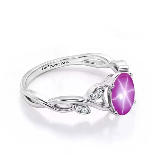 Genuine Star Ruby Ring, 925 Sterling Silver, Star Ruby Ring, Lindy Star Ring - Picture 3 of 4
