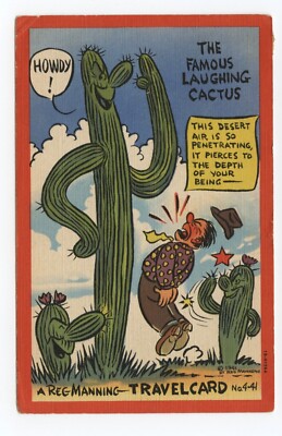 Desert Anthropomorphic Cactus Comic Art Humor Travelcard Postcard | eBay