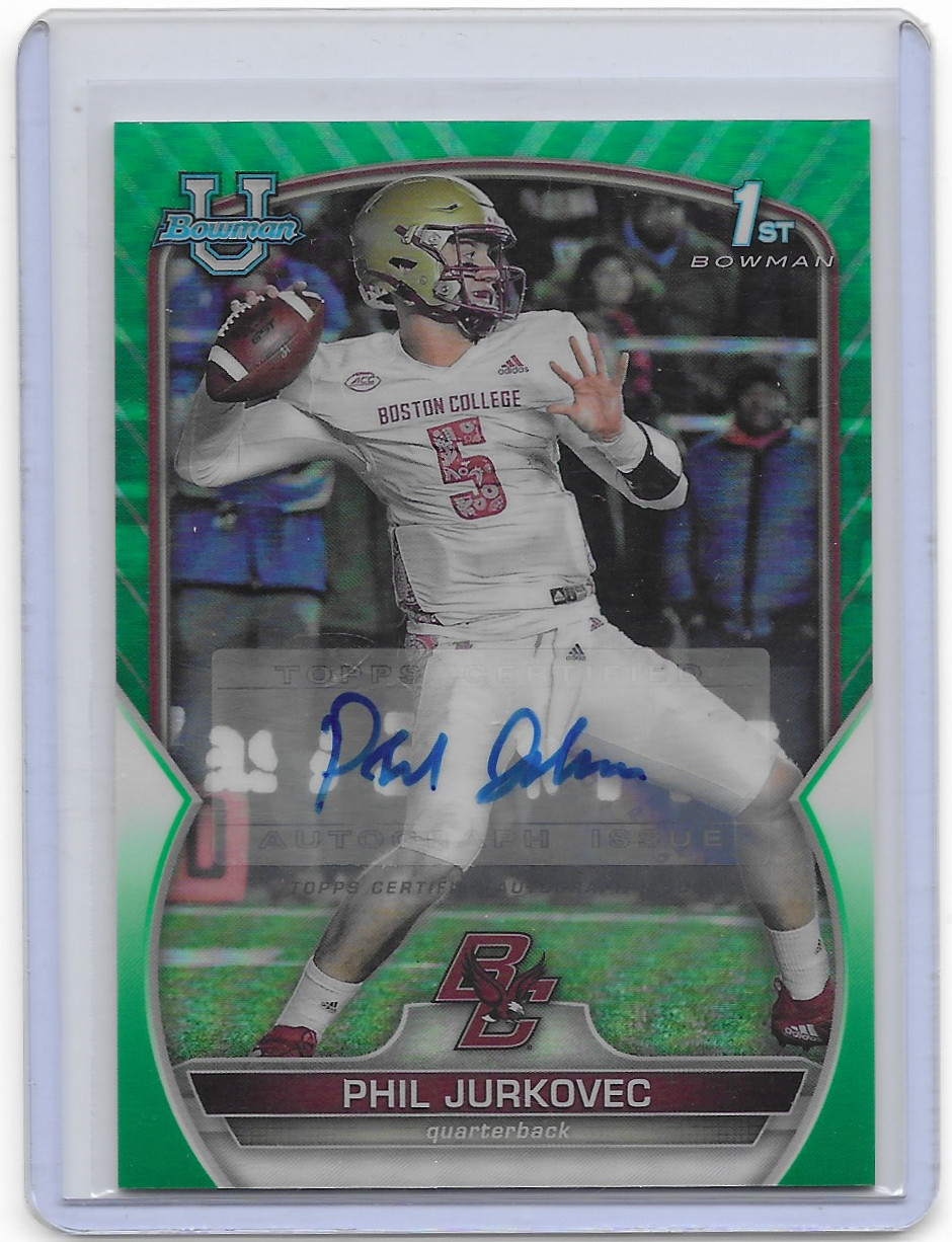2022 Bowman Chrome University Green Refractor Phil Jurkovec Auto RC #/99