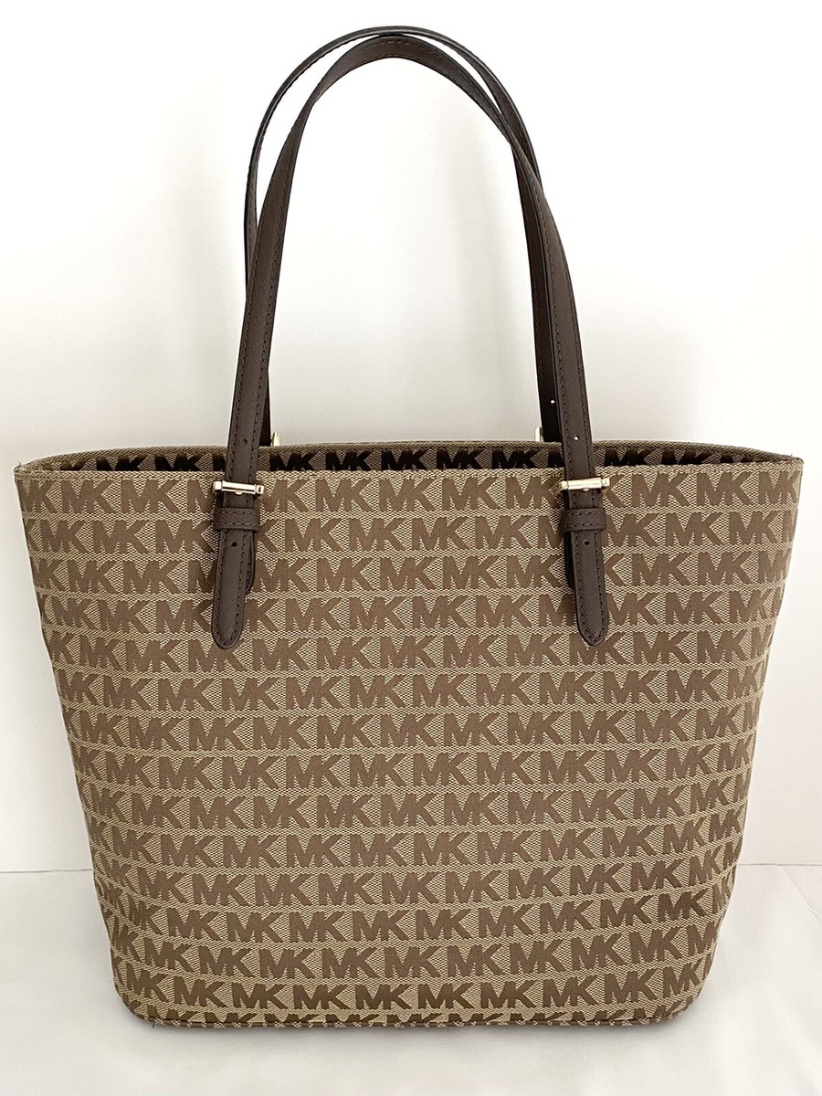 MICHAEL KORS MK Jet Set Jacquard Medium Tassel Brown/Beige/Java