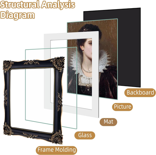8x10 Black Picture Frame Gothic Vintage Picture Frames for Tabletop Wall Display - Picture 4 of 12