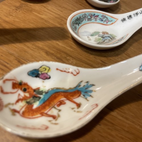 6er Set chinesische Reissuppe Löffel Porzellan schöne Kunst cool exzentrisch - Bild 4 von 12