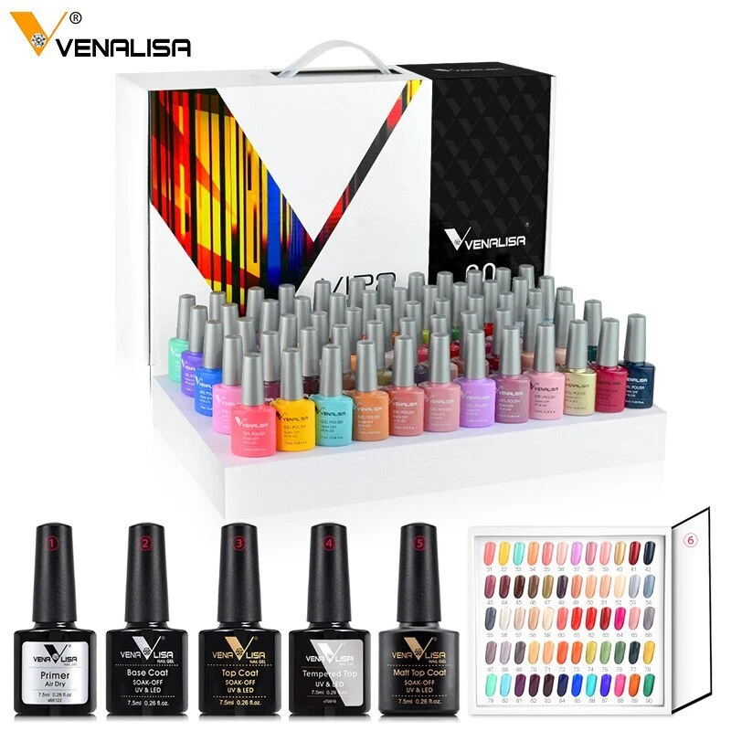 Gel Nail Polish Set Soak Off UV LED Basecoat Primer Topcoat Color Full Set
