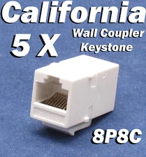 5 X pcs Lot CAT6 Inline RJ45 Keystone Wall Coupler Jack Adapter 8P8C White CAT6e