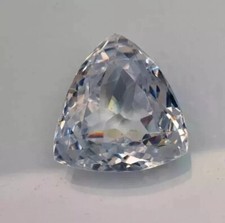 Zircon Trillion Cut 50Ct Natural White Color Huge Loose Gemstone AAA Certified