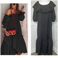 NUUTS BLACK RUFFLE TIERED DRESS/ PRELOVED/2X