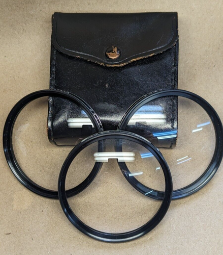Vintage Vivitar 67mm Coated Close UP Filter set No 1,2,3 + leather case NICE - Picture 2 of 7