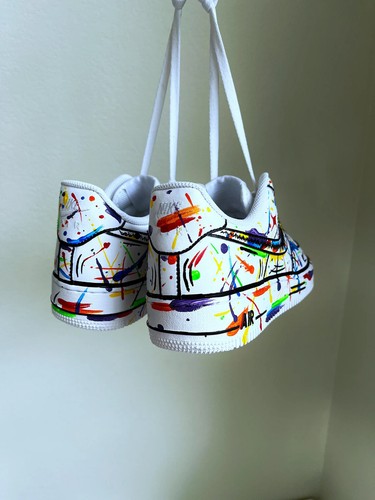 Nike Custom Air Force 1 "Rainbow Splatter" White Schuhe Black Pride Herren Damen - Bild 4 von 17