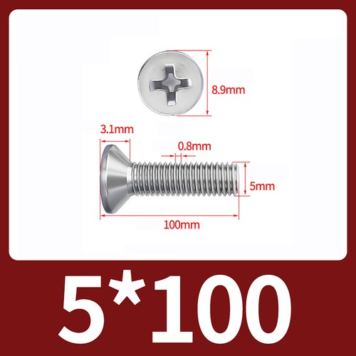 M5 Phillips Machine Screws Countersunk Flat Head Bolts DIN 965 A2 A2V Stainless - Picture 30 of 30