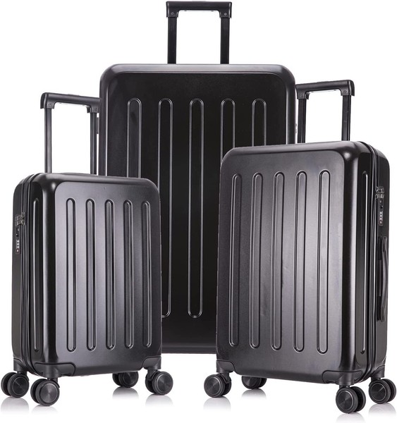 Reisekoffer Kofferset Trolley Schwarz Hartschalenkoffer 4 Rollen Und Tsa Schloss-image