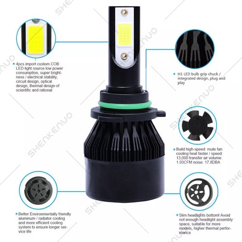 For Cadillac CTS 2003 2004 2005 2006 2007 LED Headlight + Fog Lights Bulbs White - Picture 7 of 12