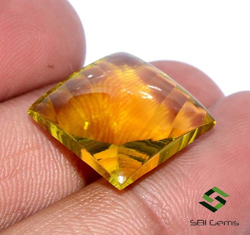 Natural Lemon Quartz Fancy Square Cut 16x16 mm Bufftop Cabochon Loose Gemstone - Picture 6 of 8