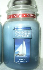 Yankee Candle "LIFE'S A BREEZE" ~ Large 22 oz.~ WHITE LABEL ~ NEW
