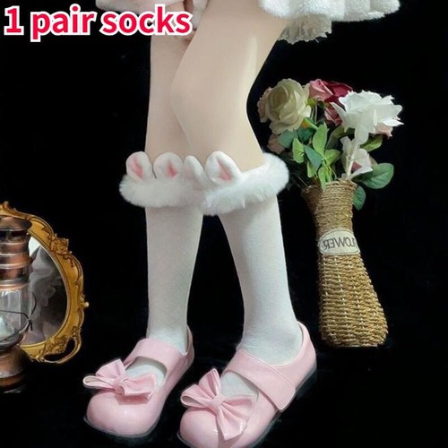 Women Girl Cosplay Rabbit Ear Socks Fluffy Cotton Mid Calf Stockings JK Uniform  - Bild 2 von 16