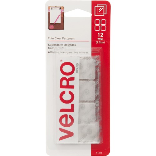 VELCRO(R) Brand Thin Fasteners Squares 7/8" 12/Pkg Clear - Picture 2 of 4