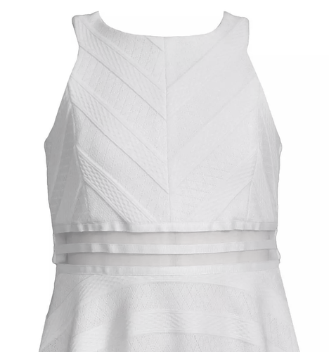 NWT Bonnie Jean Girls Size 8 White Knit Textured Stripe Cut-Out Skater Dress - Picture 2 of 3