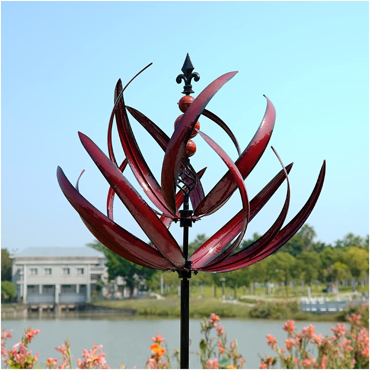 Rustic Metal Garden Art Yard Huge Double Blade Wind Spinner Lawn Ornament Decor Rustic Metal Garden Art Yard Huge Double Blade Wind Spinner Lawn Ornament Decor