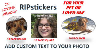 10 Custom photo decals stickers LOVED ONE PET MEMORIUM RIP Free Shipping