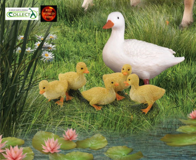 Weiße Ente mit Entenküken Bauernhof Spielzeug Modell Figuren von CollectA Ostern Tortenaufleger