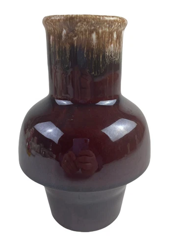 Hull USA Pottery Crestone Brown Drip Carafe 6” No Lid Vintage