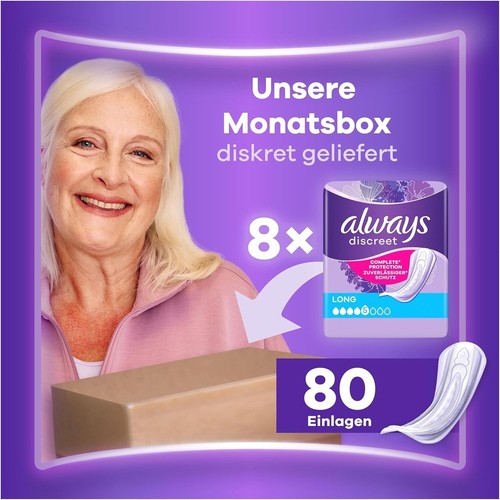 Always Discreet Long Incontinence Pads 80 Pack (4x20) – Monthly & Absorbent - Bild 3 von 8