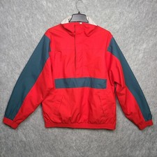 Vintage Eddie Bauer Gore Tex Windbreaker Jacket L Red Pullover Anorak Colorblock