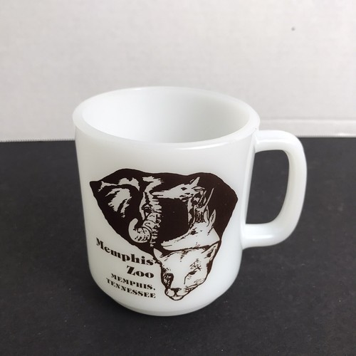 Vtg Milk Glass Glasbake Memphis Zoo Tennessee Coffee Mug Cup RARE - Picture 2 of 5