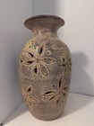 6.5x5x14 Terracotta Hand Carved In Thailand Flower Half Pot Beautiful Decor