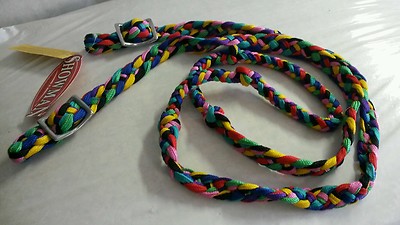 Showman 92'' Multi-Color Braided Nylon Contest Rein Barrel Racing Reins NEW TACK