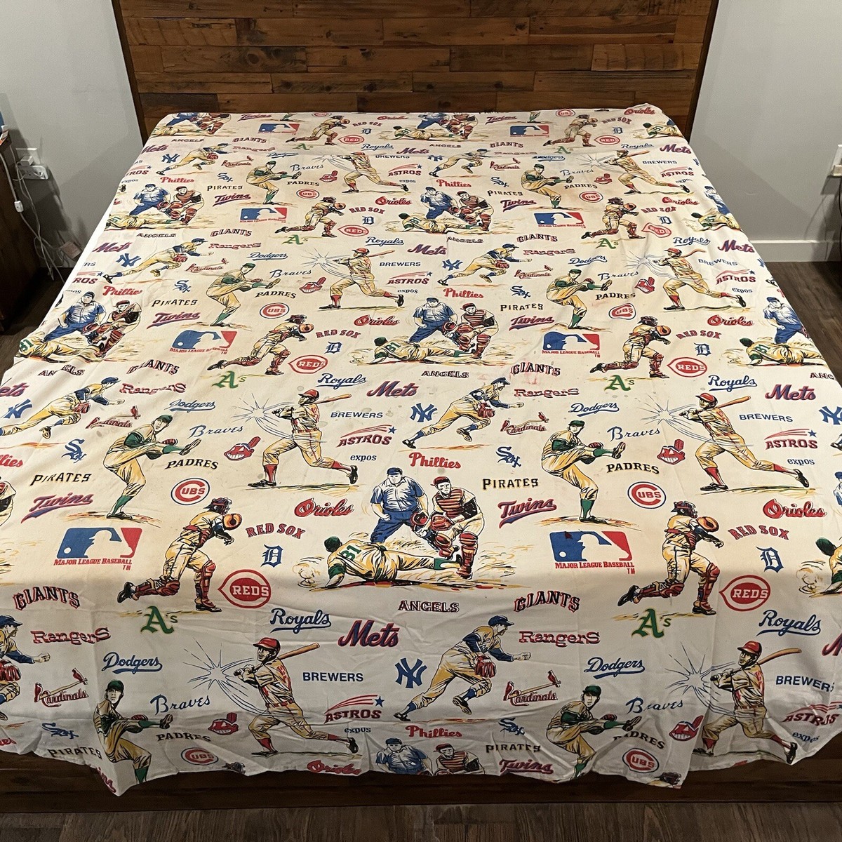 Vintage 60s 70s MLB Baseball Blanket 56x96 Bedspread Comforter Logos Decor Throw eBay