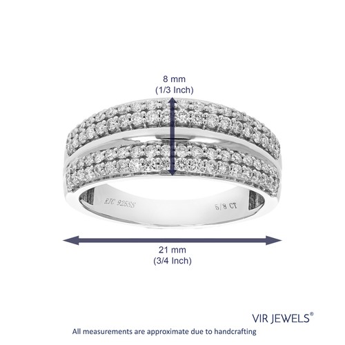 1/2 cttw Lab Created Diamond Wedding Band in 925 Sterling Silver Prong Size 7 - Picture 5 of 8