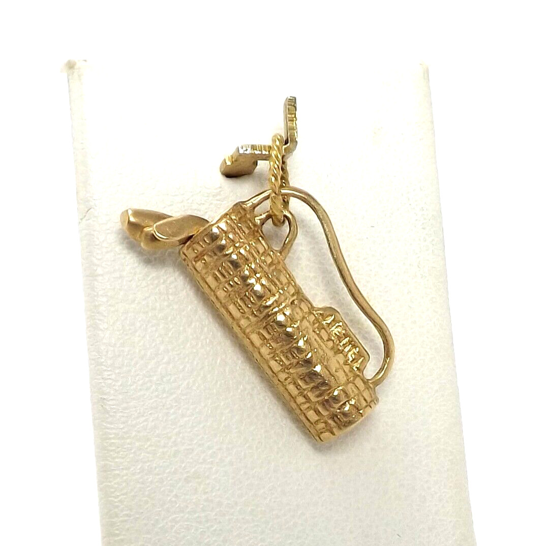 Solid 14k Gold Golfing Golf Bag Clubs Charm Pendant 4… Gem