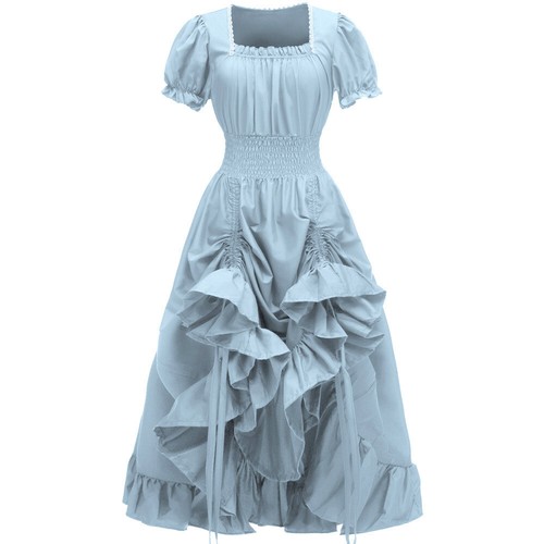 Victorian Dress for Women Halloween Renaissance Dress Ruffle High Low Dress - Picture 7 of 21