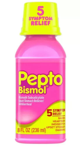 Pepto Bismol 5 Symptom Stomach Relief Liquid, Original, 8 Oz