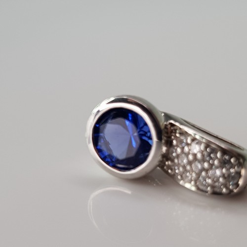Vintage Style Dark Blue Sapphire Pave Set Sterling Silver Pendant Modernist 15mm - Picture 8 of 12