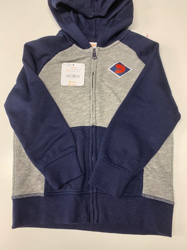 GYMBOREE NWT TEAM REX DINOSAUR GRAY & NAVY KNIT HOODIE SIZE XS/4