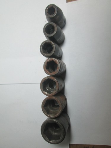 7 Vtg Unbranded Impact 1/2" Drive 3/8" - 7/8" SAE  Sockets #30 nr  - Bild 2 von 4