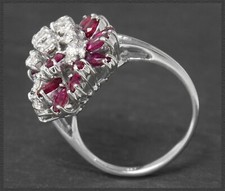 Rubin & Diamant 5,30ct Cocktailring, 1,10ct Brillanten, 750 Weißgold, Vintage