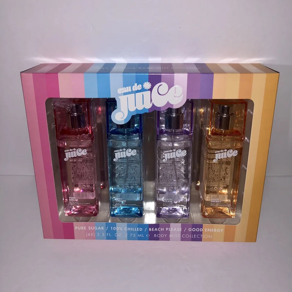 NEW Eau De Juice Body Mist Collection 4-pack Gift Set Pure Sugar Beach  Please+