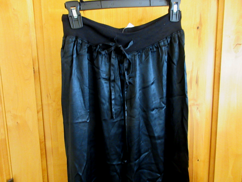 PJ HARLOW JOLIE LOUNGE PANTS NWT BLACK SATIN XS NO POCKETS W/DRAWSTRING USA MADE - Picture 4 of 8