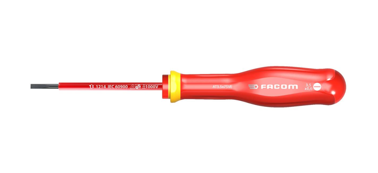 Facom AT3.5X75VE  Protwist 1000v VDE Insulated Screwdriver Slotted 3.5 x 75mm