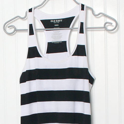 Old Navy schwarz weiß gestreift Racerback ärmellos Baumwollmischung Kleid Medium - Bild 2 von 8