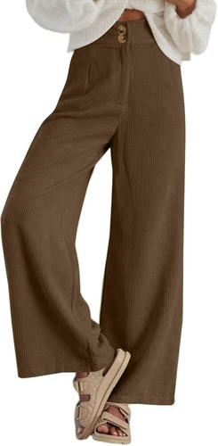 Sidefeel Corduroy Pants for Women 2024 Casual High Waisted Double Buttoned Stret