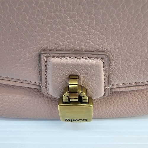 Mimco Lock-It Mini Saddle Bag Pink Pebble Grain Leather - Fast Postage !! - Picture 2 of 11