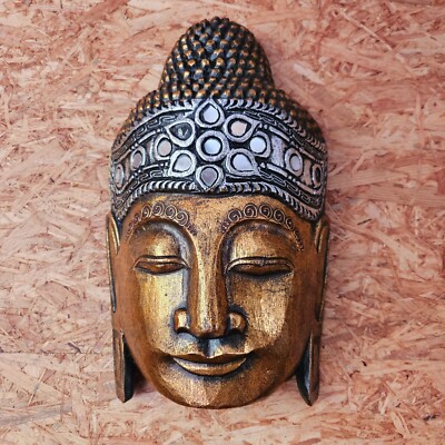 Buddha Maske Gesicht Feng Shui Bild Wandschmuck geschnitzt Kunst Buddhismus Bali