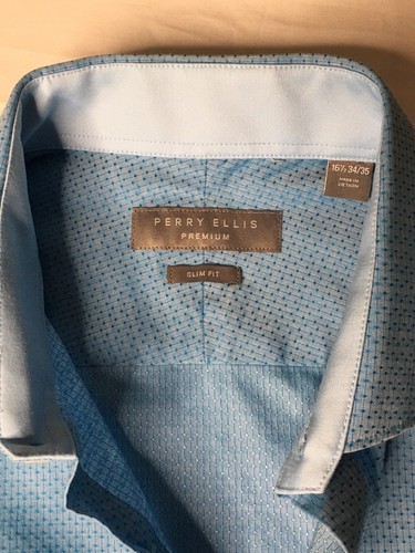 Perry Ellis Premium Slim Fit Oberhemd Herren Größe 16 1/2 34/35 blau - Bild 9 von 13