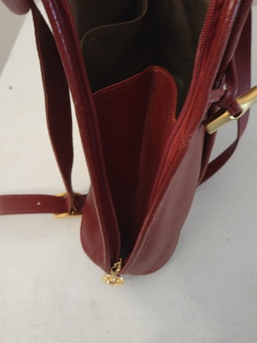 Borsa a tracolla Longchamp Le Pliage in pelle rossa made in France vintage - Foto 10 di 12