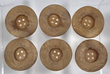 6 Vintage MCM Faux Wooden Resin/Plastic Coat 4 Hole Buttons